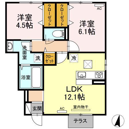 フォンテーヌ(2LDK/1階)の間取り写真