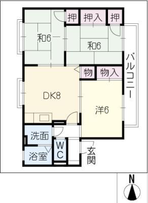 セジュール美樹(3DK/1階)の間取り写真