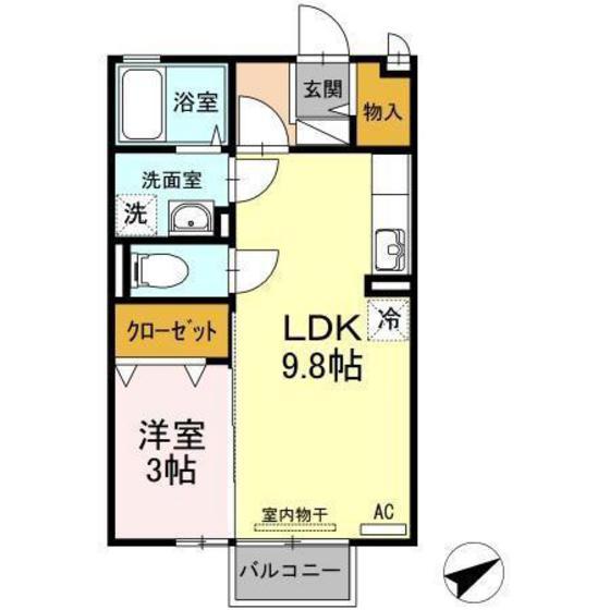 カーサ・ソレアダ(1LDK/2階)の間取り写真
