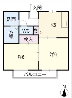 グレース・アムール将(2K/2階)の間取り写真