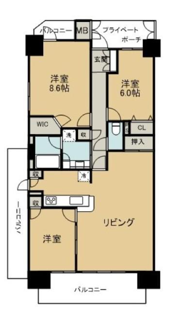 ポレスター守谷ステーションフロント(3LDK/2階)の間取り写真