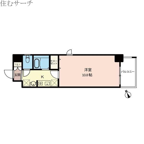 LASANTE鵜の森(1K/1階)の間取り写真