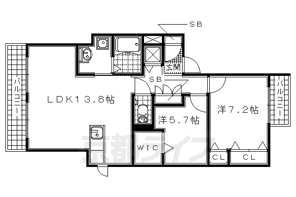 八番地東元松(2LDK/2階)の間取り写真