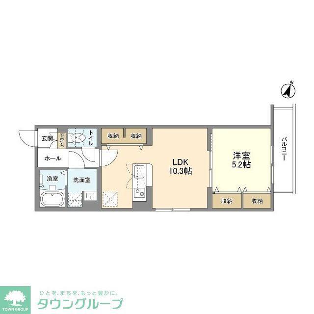 ウェルスクエア幡ヶ谷(1LDK/1階)の間取り写真