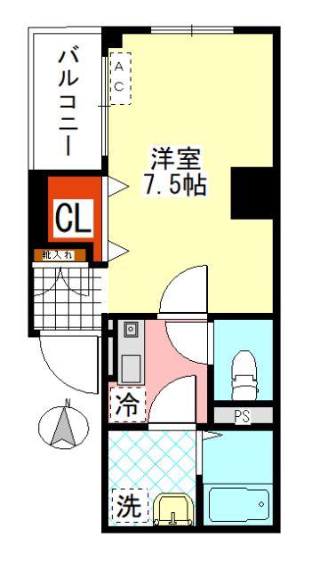CHATEAU L ARBRE VERT(1K/6階)の間取り写真