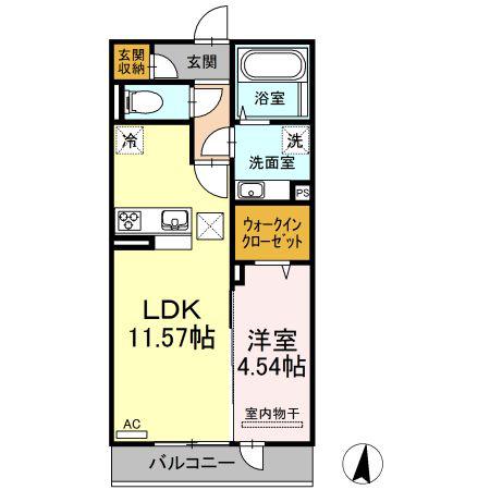 サニーヒル(1LDK/1階)の間取り写真
