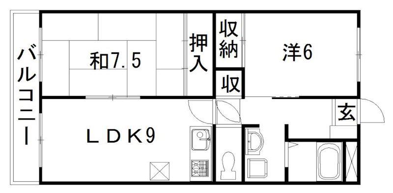 ハーモニー和合I(2LDK/4階)の間取り写真