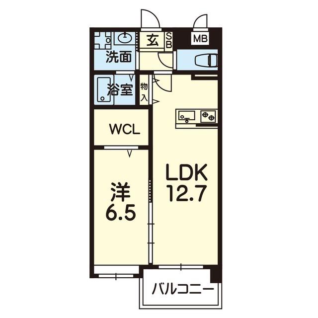 ライズ大津(1LDK/1階)の間取り写真