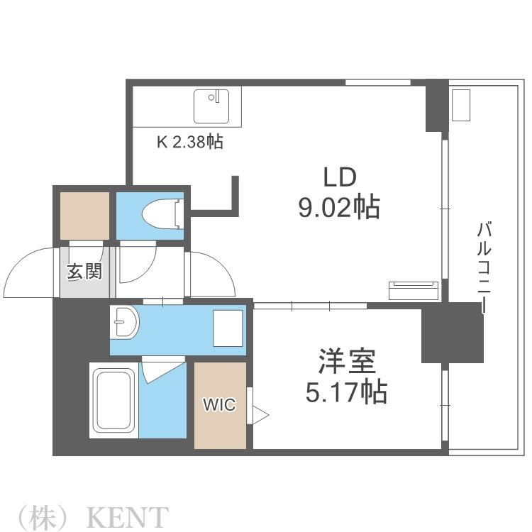 コローレ知事公館前(1LDK/9階)の間取り写真