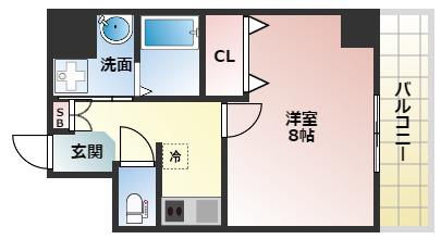 プライムコート天王寺町(1K/2階)の間取り写真