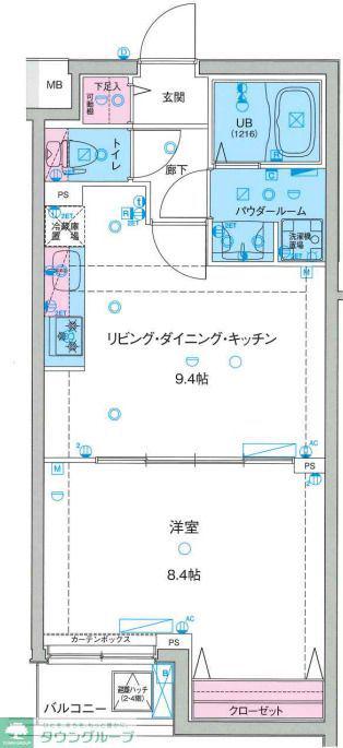 MAXIV亀戸水神GENOVIA SKYGARDEN(1LDK/1階)の間取り写真