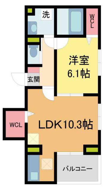 ルーチェ(1LDK/1階)の間取り写真