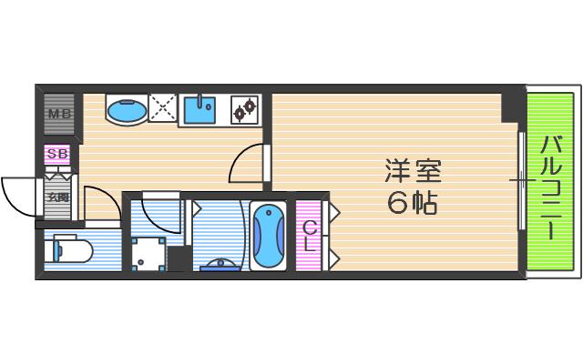 LINK GALAXY(1K/2階)の間取り写真