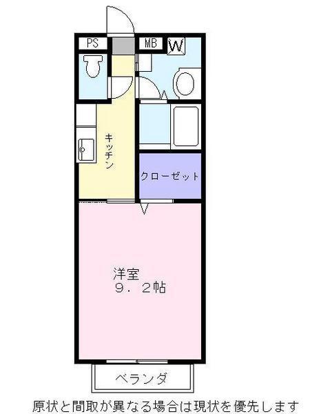 セゾンラメールⅡ(1K/2階)の間取り写真