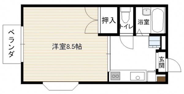 エスポワール南吉成A(1K/2階)の間取り写真