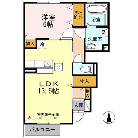アンソレイエ(1LDK/1階)の間取り写真