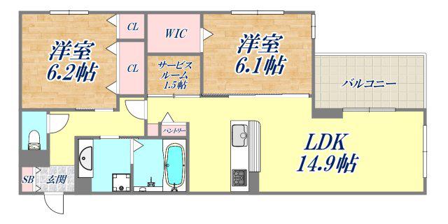 NIGAWA RESIDENCE(2SLDK/2階)の間取り写真