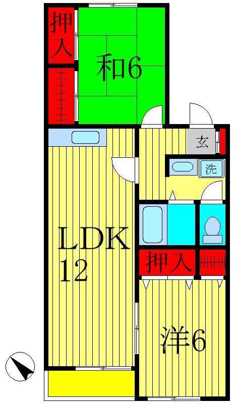 ア・コール日五(2LDK/2階)の間取り写真