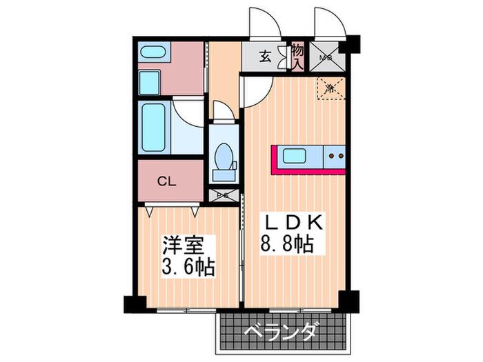 プランドル南観音(1LDK/2階)の間取り写真
