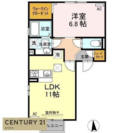 D-ROOMギャラクシー(1LDK/1階)の間取り写真
