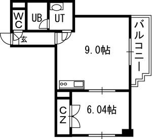 ローザス23(1LDK/2階)の間取り写真