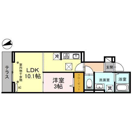 D-RESIDENCE仙波町(1LDK/2階)の間取り写真