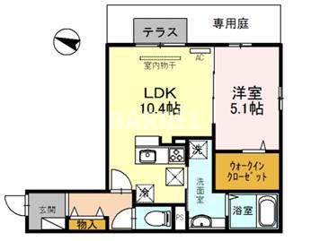 飛鳥III(1LDK/1階)の間取り写真