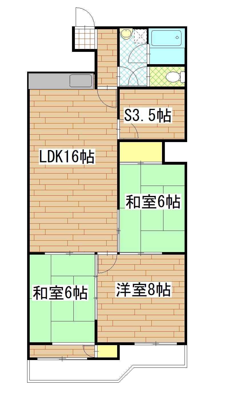 ネオプラザ北仙台(3SLDK/6階)の間取り写真