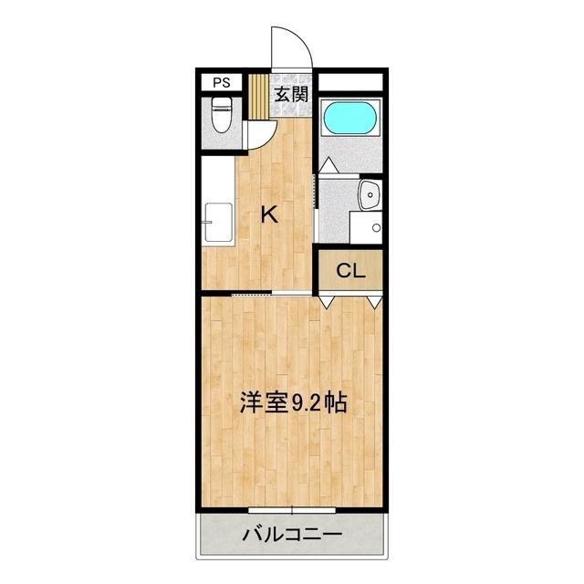レナジア水戸(1K/2階)の間取り写真