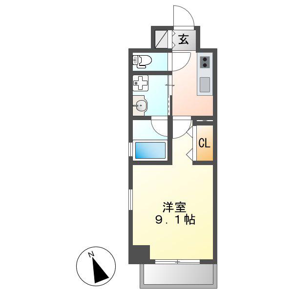 ルミノス千種(1K/8階)の間取り写真