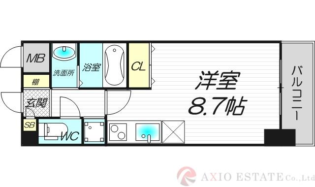 ウィスタリア新北野(ワンルーム/6階)の間取り写真