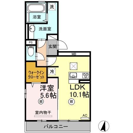 ボヌール羽屋L(1LDK/1階)の間取り写真