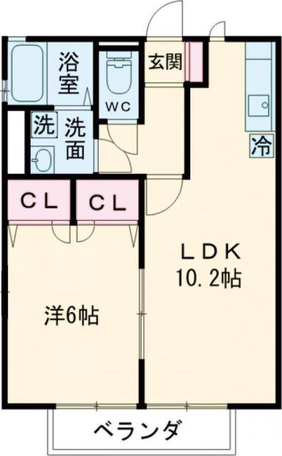 ウェルネスNR(1LDK/2階)の間取り写真
