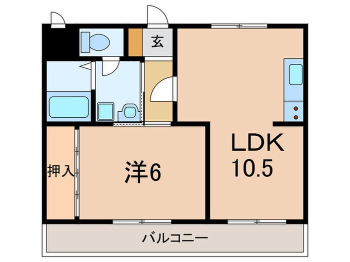 シャローム住吉(1LDK/1階)の間取り写真