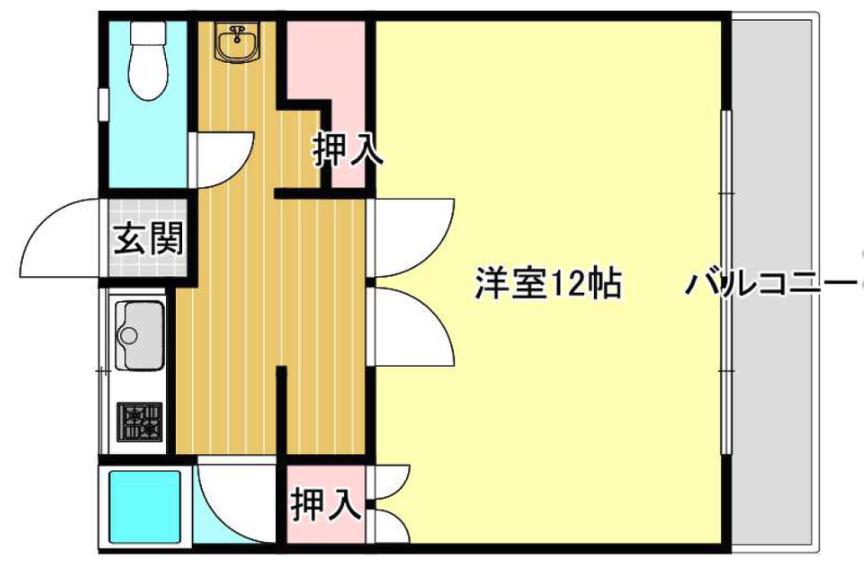 JR福塩線 道上駅 徒歩17分 2階建 築46年(1DK/2階)の間取り写真