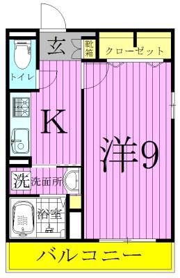 プラシードⅡ(1K/1階)の間取り写真