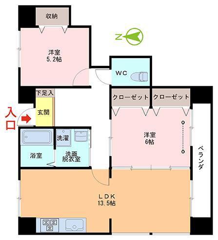 カーサ・グレイス(2LDK/1階)の間取り写真