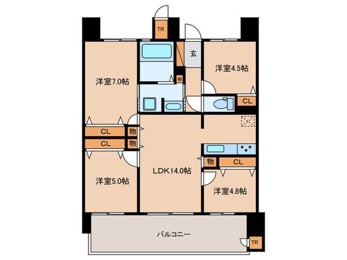 S-RESIDENCE愛宕サウス(4LDK/2階)の間取り写真