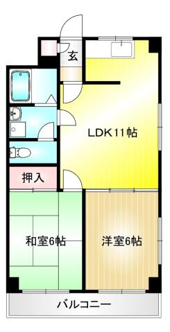 アーバンホームズ宮前平(2LDK/3階)の間取り写真