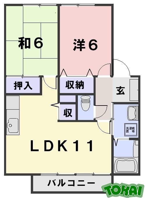 グランシャリオ B棟(2LDK/1階)の間取り写真