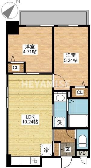 サムティ諏訪神社前(2LDK/7階)の間取り写真
