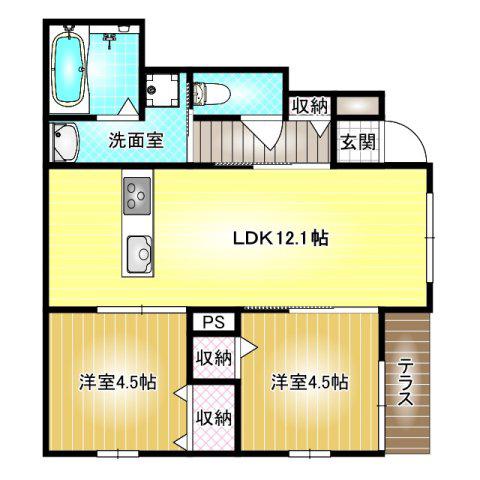 レオグランデ(2LDK/1階)の間取り写真