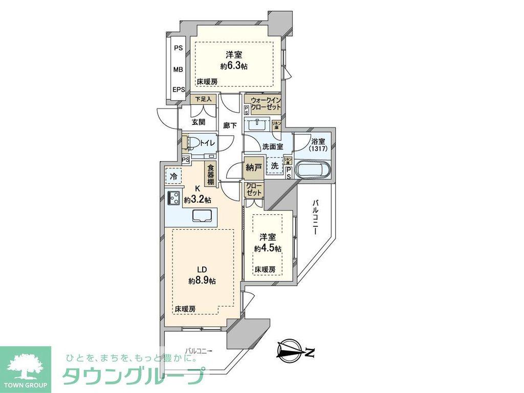 アトラス亀戸レジデンス(2LDK/8階)の間取り写真