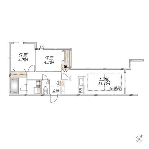 シャンテイル幡ヶ谷(2LDK/1階)の間取り写真