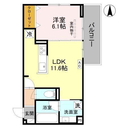 ノースガーデンM(1LDK/2階)の間取り写真