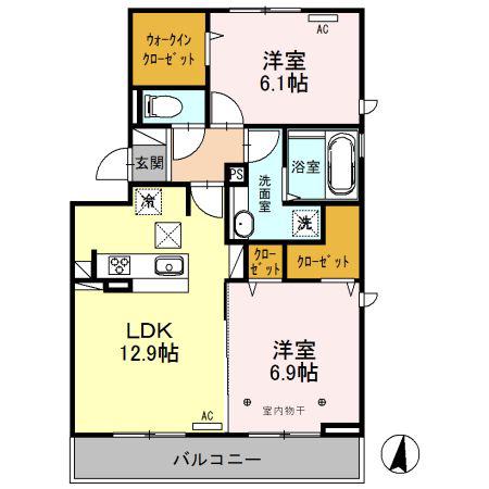 オ・ソレイユ(2LDK/1階)の間取り写真