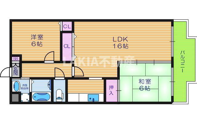 クレセントコート(2LDK/4階)の間取り写真