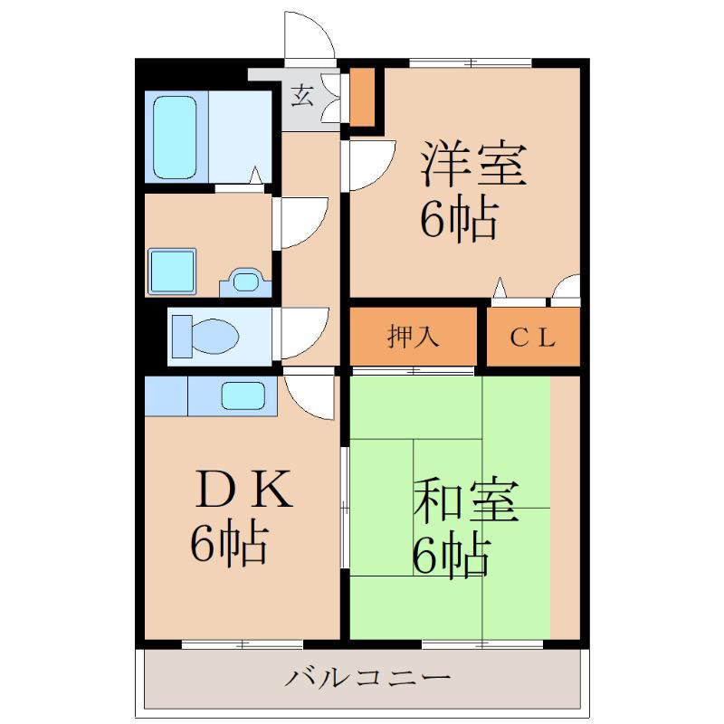 グローリアスガーデン(2DK/3階)の間取り写真