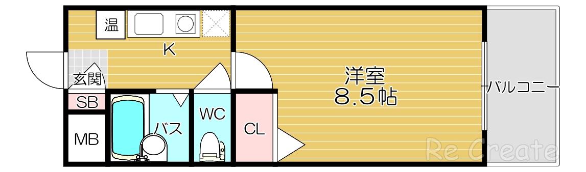 ヴェローナI(1K/6階)の間取り写真