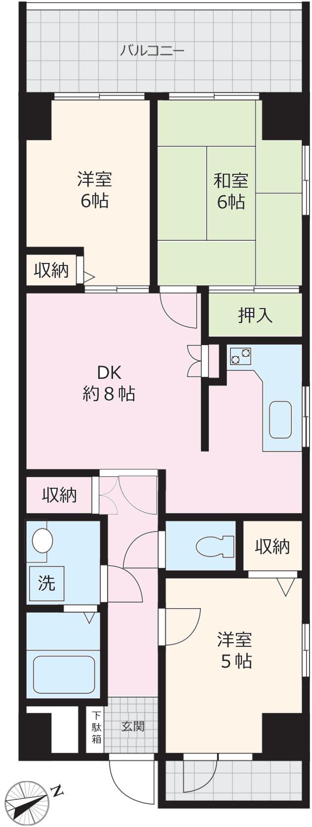 王子佐藤ハイム(3DK/7階)の間取り写真
